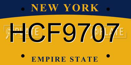 HCF9707 New York License Plate
