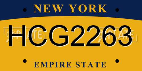 HCG2263 New York License Plate