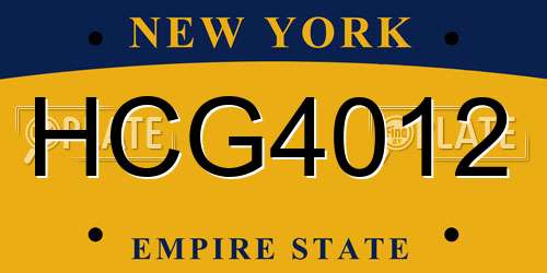 HCG4012 New York License Plate