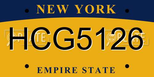 HCG5126 New York License Plate