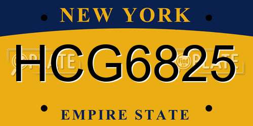 HCG6825 New York License Plate