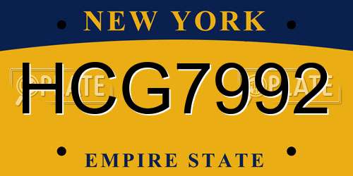 HCG7992 New York License Plate