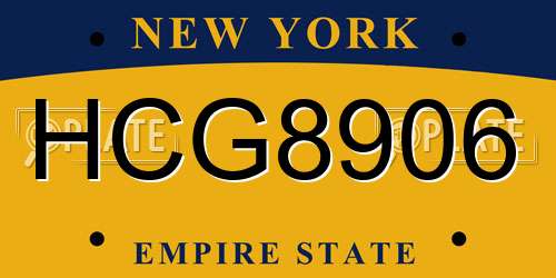 HCG8906 New York License Plate