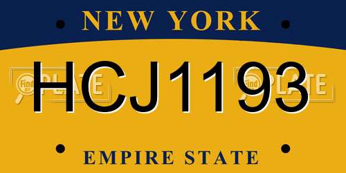 HCJ1193 New York License Plate