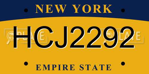 HCJ2292 New York License Plate