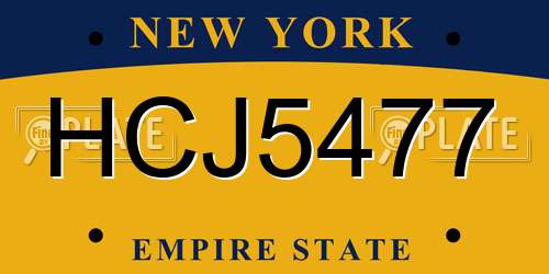 HCJ5477 New York License Plate