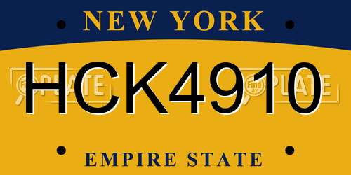 HCK4910 New York License Plate