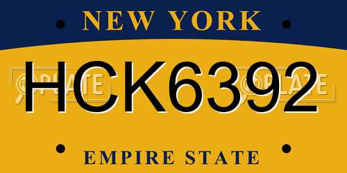 HCK6392 New York License Plate