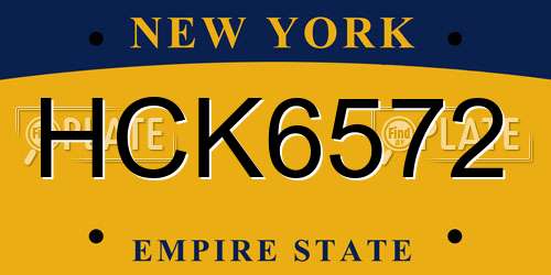 HCK6572 New York License Plate