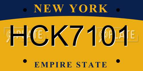 HCK7101 New York License Plate