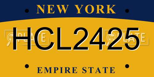 HCL2425 New York License Plate
