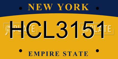 HCL3151 New York License Plate