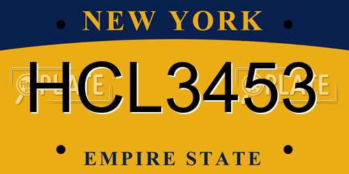 HCL3453 New York License Plate