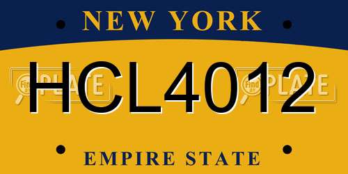 HCL4012 New York License Plate