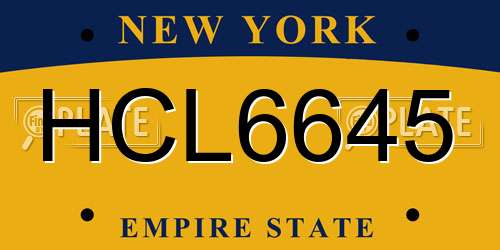 HCL6645 New York License Plate
