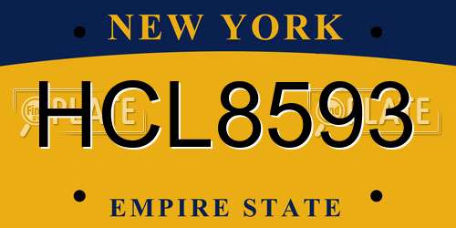HCL8593 New York License Plate
