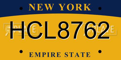 HCL8762 New York License Plate