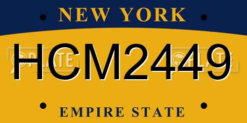 HCM2449 New York License Plate