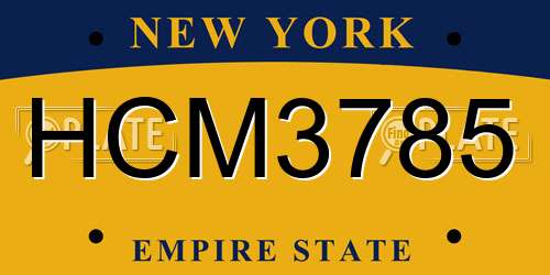 HCM3785 New York License Plate