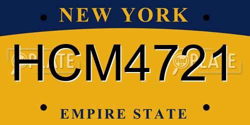 HCM4721 New York License Plate