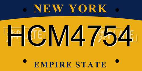 HCM4754 New York License Plate