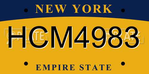HCM4983 New York License Plate