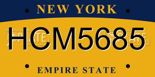 HCM5685 New York License Plate