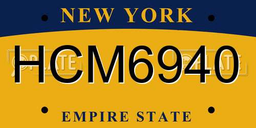 HCM6940 New York License Plate