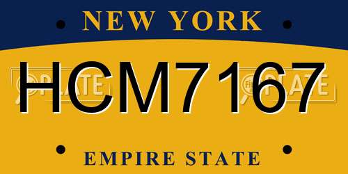 HCM7167 New York License Plate