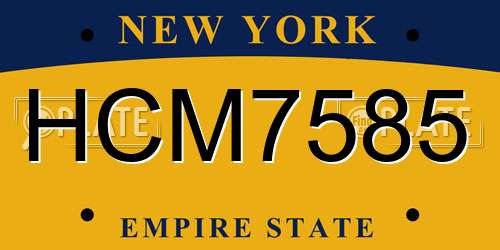 HCM7585 New York License Plate