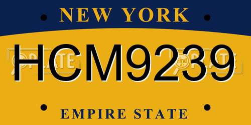 HCM9239 New York License Plate