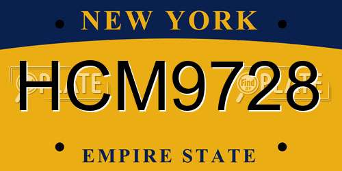 HCM9728 New York License Plate