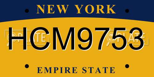 HCM9753 New York License Plate