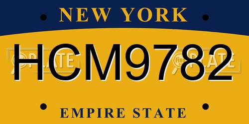 HCM9782 New York License Plate