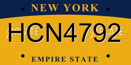 HCN4792 New York License Plate