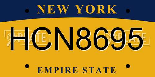 HCN8695 New York License Plate