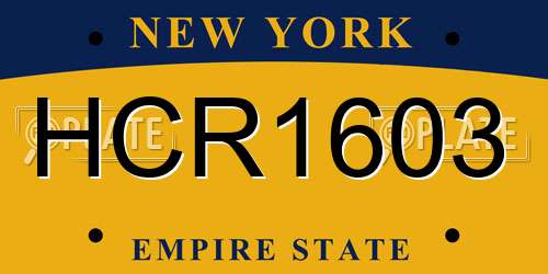 HCR1603 New York License Plate