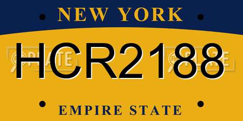 HCR2188 New York License Plate