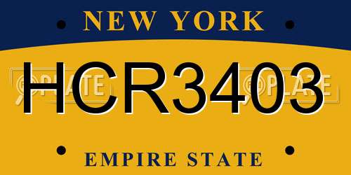 HCR3403 New York License Plate