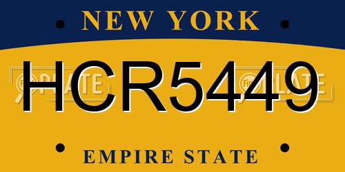 HCR5449 New York License Plate