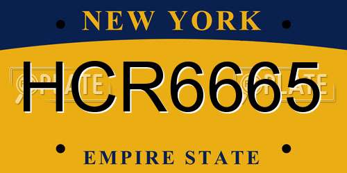 HCR6665 New York License Plate
