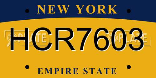 HCR7603 New York License Plate