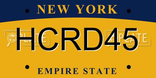 HCRD45 New York License Plate