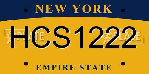 HCS1222 New York License Plate