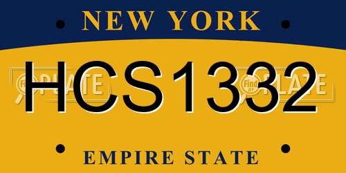 HCS1332 New York License Plate