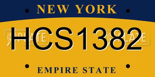HCS1382 New York License Plate