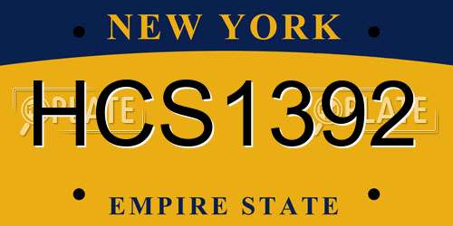 HCS1392 New York License Plate
