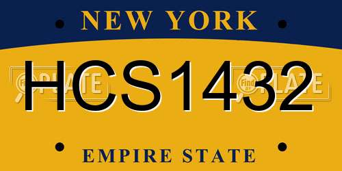 HCS1432 New York License Plate