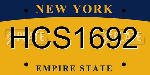 HCS1692 New York License Plate