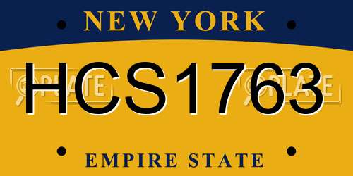 HCS1763 New York License Plate